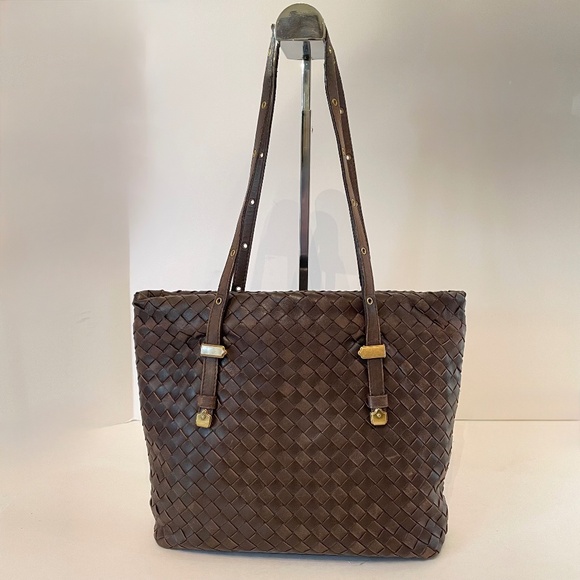 Bottega Veneta Intrecciato small tote 162937 Leather Shoulder Handbag Brown - Picture 1 of 16